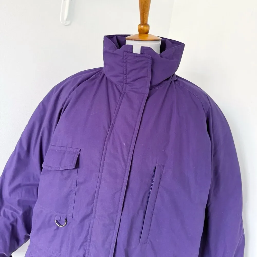 Vtg Eddie Bauer Goose Down Snowline Parka Coat Women's Sz XL Dark Purple Puffer